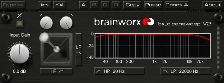 Brainworx bx_cleansweep V2 plugin interface