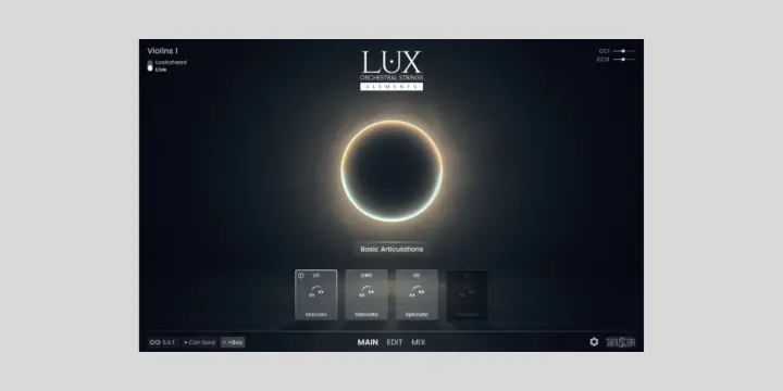 LUX Orchestral Strings Elements plugin interface