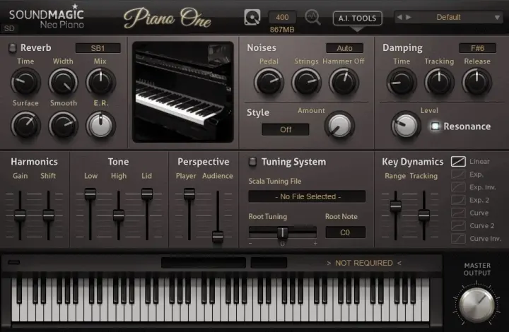 Piano One plugin interface