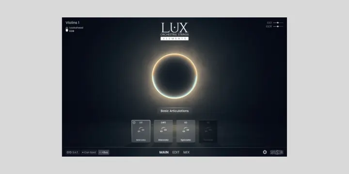 Sonuscore LUX Orchestral Strings Elements plugin interface