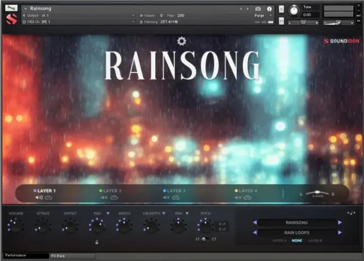 Soundiron Rainsong plugin interface