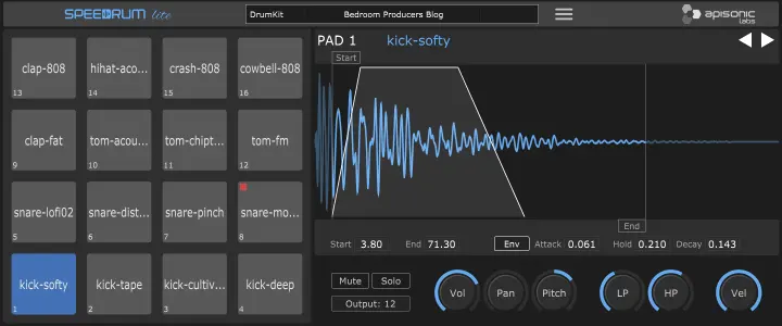 Speedrum Lite plugin interface
