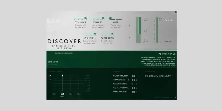 Spitfire Symphony Orchestra Discover plugin interface