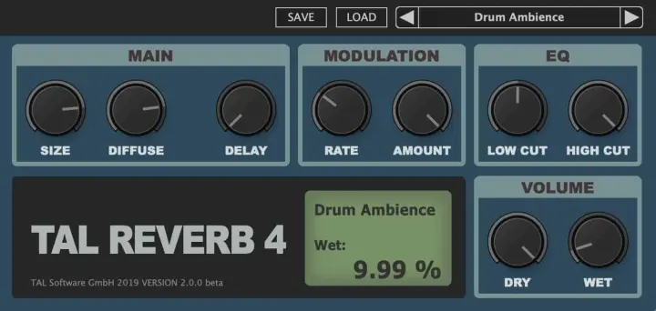 TAL-Reverb 4 plugin interface