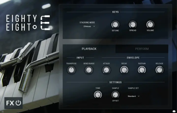 The 88E (Impact Soundworks) plugin interface
