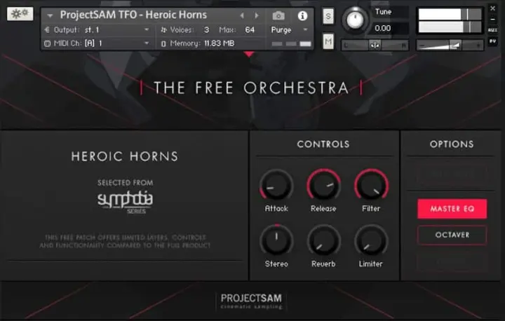 The Free Orchestra 2 plugin interface